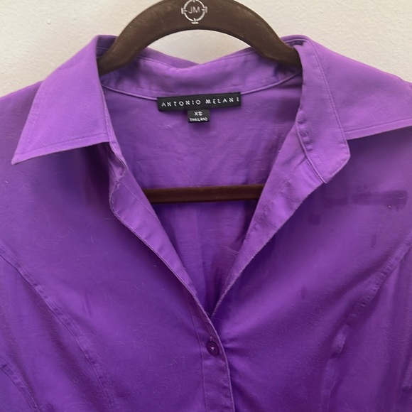 Antonio Melani Purple Button Down Shirt Size XS - Picture 9 of 11